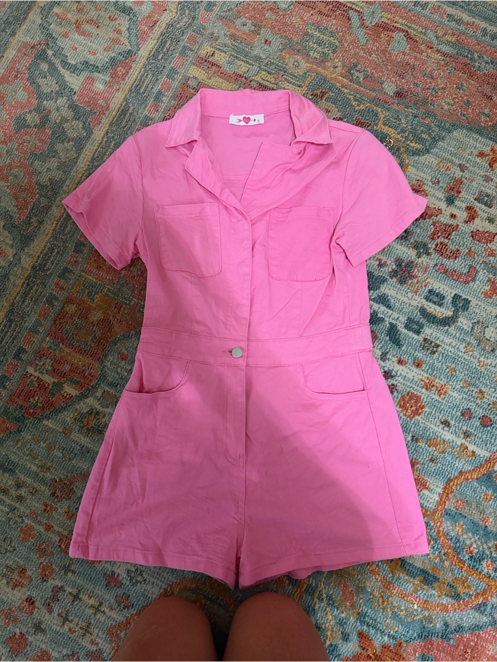 Buddy Love Pink Short Sleeve Romper